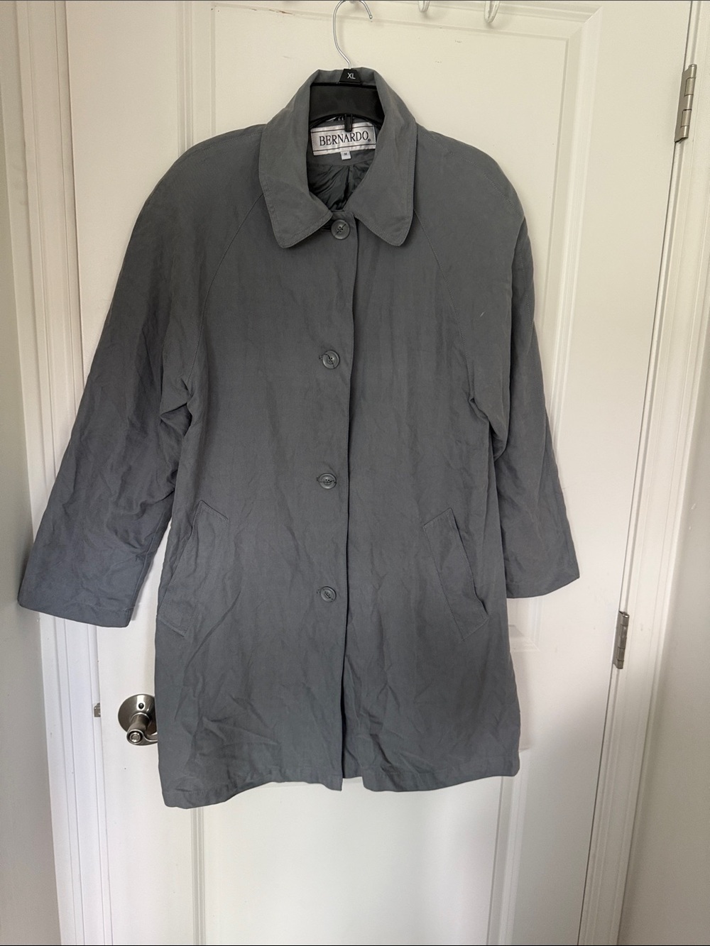 Bernardo Gray Button-Front Trench Coat